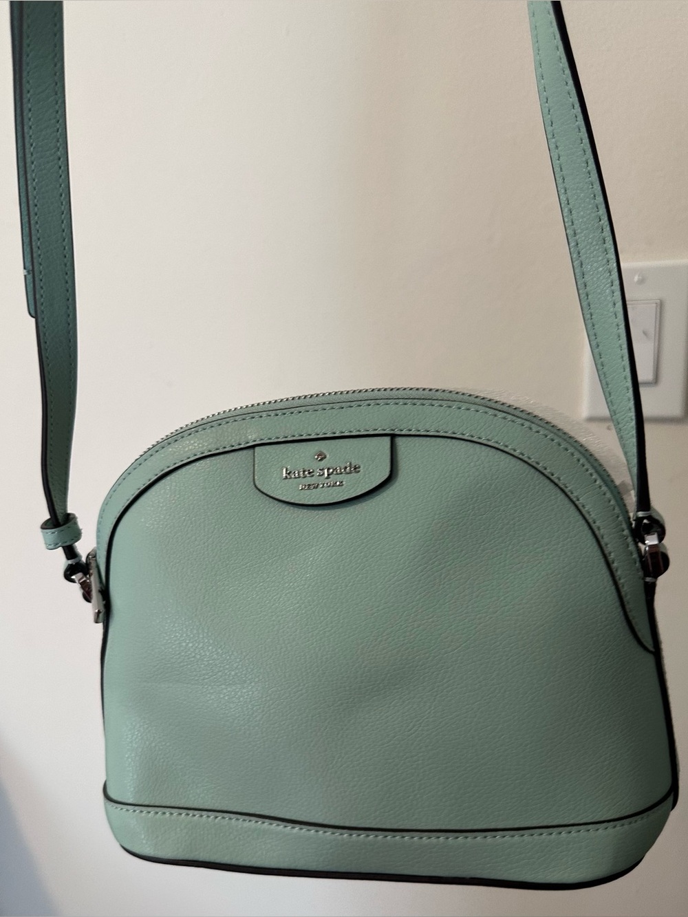 Kate Spade Sylvia XL Leather Dome Crossbody Mint Green